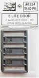 HO Scale Tichy Train Group 8324 Wood Door with 6-Pane Window pkg (6)