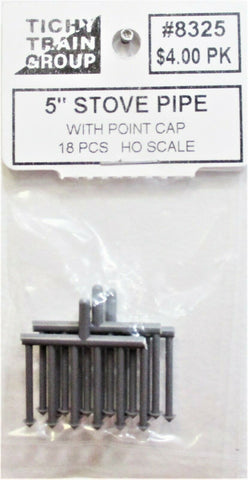 HO Scale Tichy Train Group 8325 5" Stove Chimney Pipe pkg (18)
