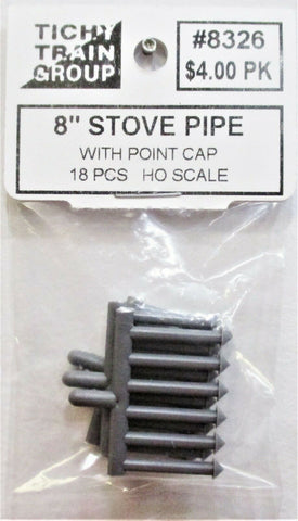 HO Scale Tichy Train Group 8326 8" Stove Chimney Pipe pkg (18)