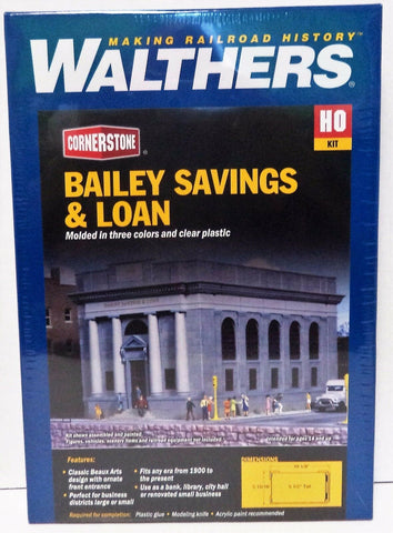 HO Scale Walthers Cornerstone 933-3031 Bailey Savings & Loan Building Kit