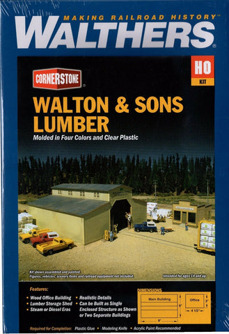 HO Scale Walthers Cornerstone 933-3057 Walton & Sons Lumber Company Building Kit