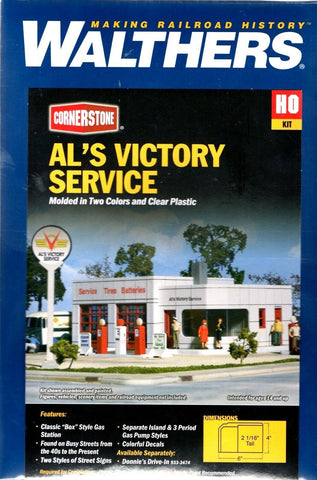 HO Scale Walthers Cornerstone 933-3072 Al's Victory Service Gas Station Kit