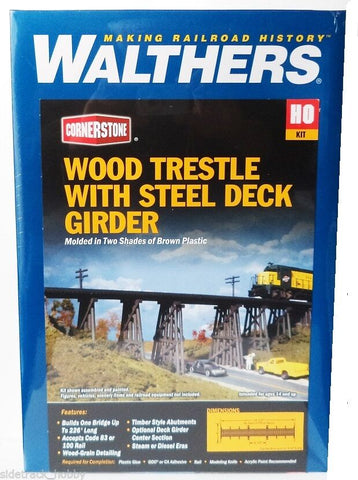 HO Scale Walthers Cornerstone 933-3147 Wood Trestle w/Deck Girder Bridge Kit