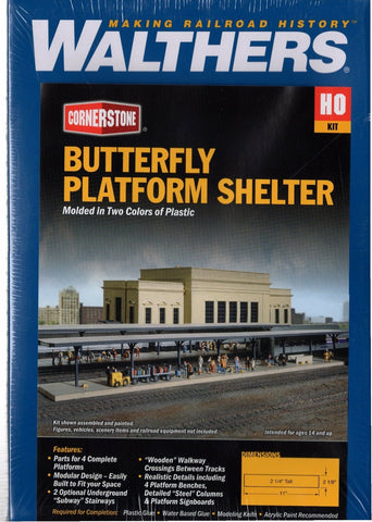 HO Scale Walthers Cornerstone 933-3175 Butterfly Style Station Platform Shelter