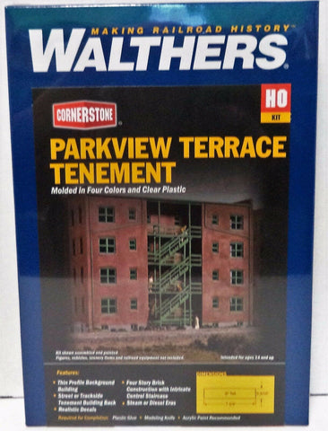 HO Scale Walthers Cornerstone 933-3177 Parkview Terrace Background Building Kit