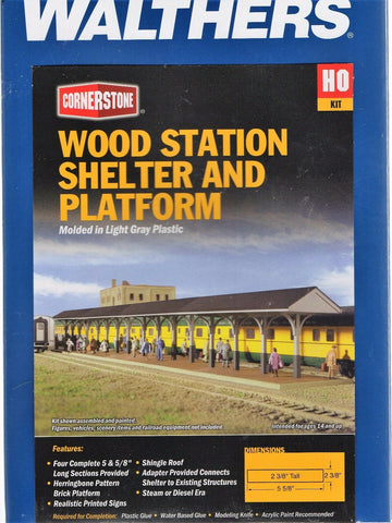 HO Scale Walthers Cornerstone 933-3188 Wood Station Shed & Platform Kit