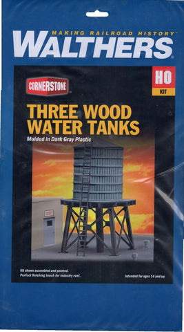HO Scale Walthers Cornerstone 933-3507 Wooden Water Tank Kit pkg (3)