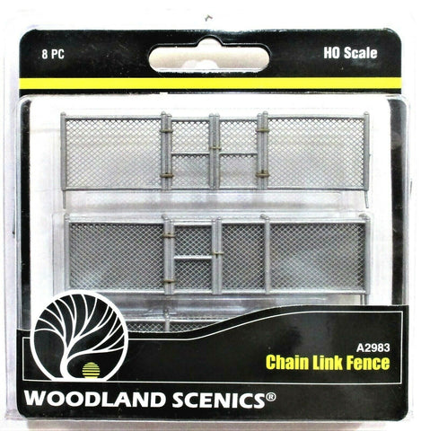 HO Scale Woodland Scenics A2983 Chain Link Fence w/Gates Hinges & Planter Pins