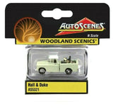 N Scale Woodland Scenics AutoScenes AS5321 Hall & Duke White Pick-Up