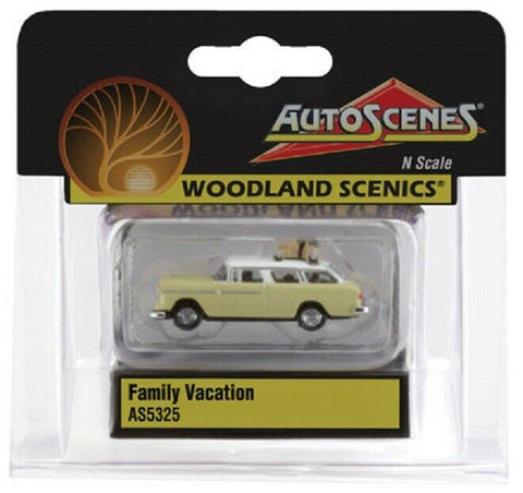N Scale Woodland Scenics AutoScenes AS5325 Family Vacation Station Wagon