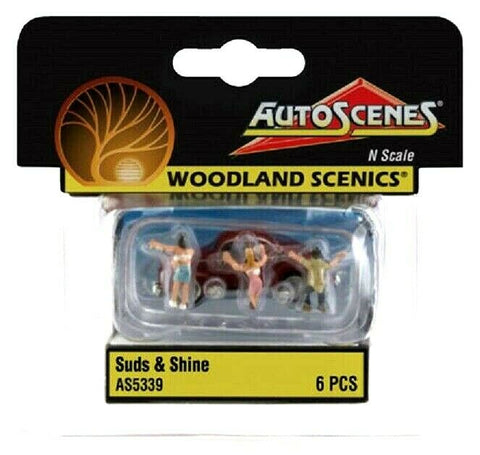 N Scale Woodland Scenics AutoScenes AS5339 Suds & Shine Car Wash Coupe