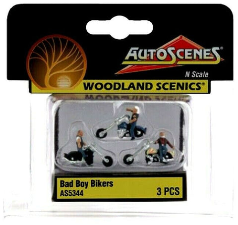 N Scale Woodland Scenics AutoScenes AS5344 Bad Boy Bikers Motorcycle (3)