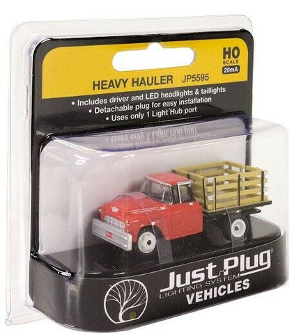 HO Scale Woodland Scenics JP5595 Just Plug Lighted Heavy Hauler Stakebed Truck
