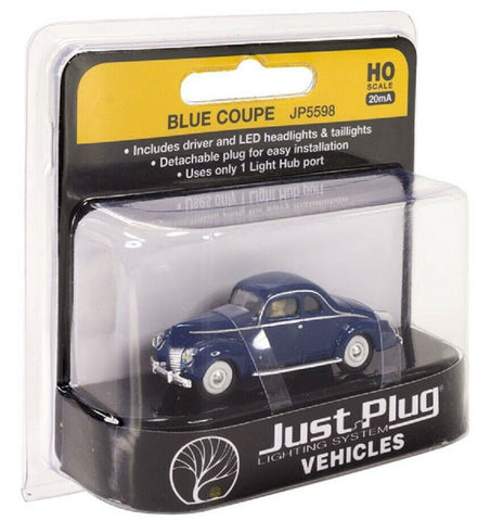 HO Scale Woodland Scenics JP5598 Just Plug Lighted Blue Coupe