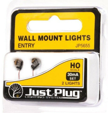 HO Scale Woodland Scenics JP5655 Just Plug Entry Wall Mount Lights (2) pcs
