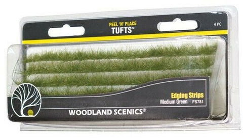 Woodland Scenics FS781 Peel 'n' Place Medium Green Edging Strips Tufts