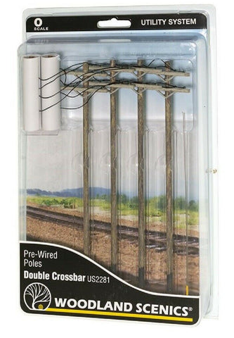 O Scale Woodland Scenics US2281 Utility System Pre-Wired Poles Double Crossbar