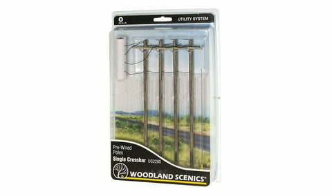 O Scale Woodland Scenics US2280 Utility System Pre-Wired Poles Single Crossbar