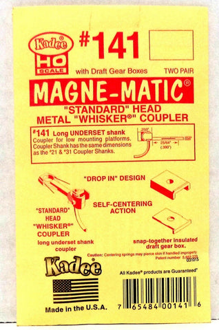HO Scale Kadee #141 Whisker Metal Couplers w/Long Underset (2) pr