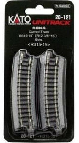 N Scale Kato Unitrack 20-121 Curve Track 15-Degree 12-3/8" 315mm Radius (4) pcs