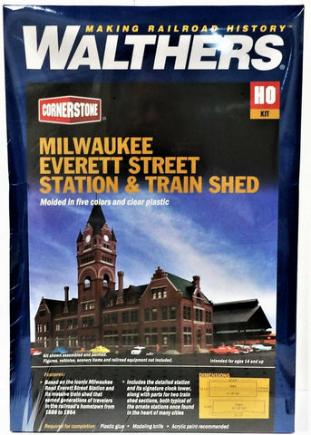 HO Walthers Cornerstone 933-2946 Milwaukee Everett Street Station & Train Shed