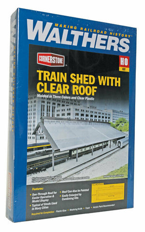 HO Scale Walthers Cornerstone 933-2984 Train Shed with Clear Roof Kit