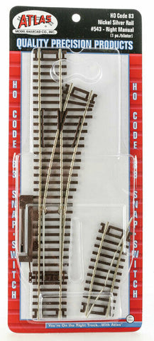 HO Scale Atlas 543 Code 83 Snap-Switch Right-Hand Manual Turnout