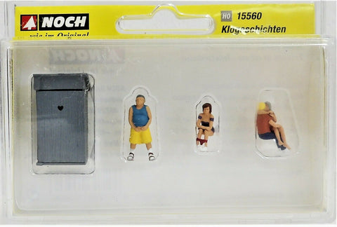 HO Scale Noch Gmbh & Co 15560 Outhouse w/Figures pkg (5)
