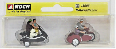 HO Scale Noch Gmbh & Co 15905 Motorcycle with Riders/Sidecars Set #2 pkg (6)