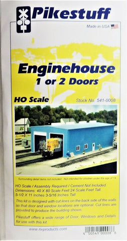 HO Scale Pikestuff 541-0008 Modern 1- or 2-Stall Engine House Kit