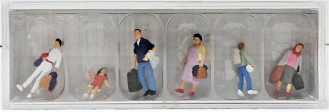 HO Scale Preiser Kg 10784 Travelers Carrying Luggage Figures (6) pcs