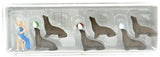 HO Scale Preiser Kg 20260 Sea Lions w/Lady Trainer Circus Figures pkg (7)