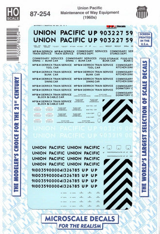 HO Scale Microscale 87-254 Union Pacific UP M-O-W-Maintenance of Way Decal Set