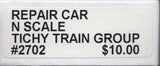 N Scale Tichy Train Group 2702 Undecorated Wreck Train Tool Supply Repair Car Kit