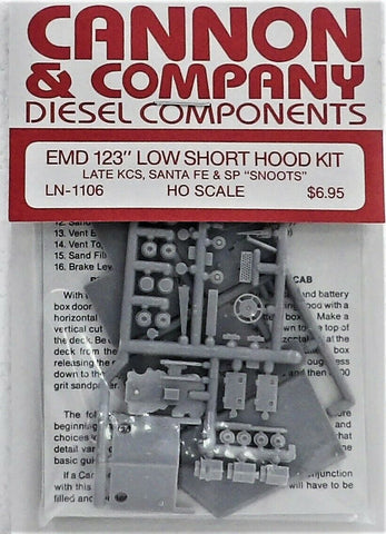 HO Scale Cannon & Company LN-1106 EMD Snoot Nose 123" Short Hood Kit