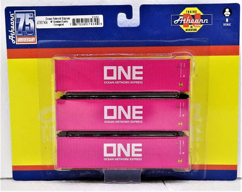 N Scale Athearn 17434 "Pink" ONE Ocean Network Express Set #1 40' High Cube Container 3-Pack