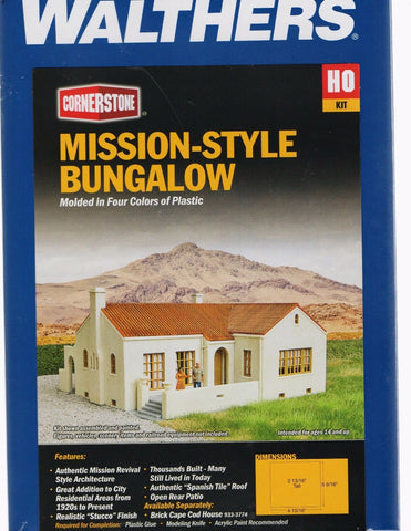 HO Scale Walthers Cornerstone 933-3785 Mission-Style Bungalow House Kit