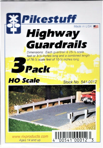 HO Scale Pikestuff 541-0012 Highway Guardrail (3 Pack) 10-1/2"