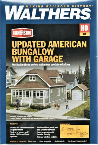 HO Scale Walthers Cornerstone 933-3791 Updated American Bungalow w/Garage