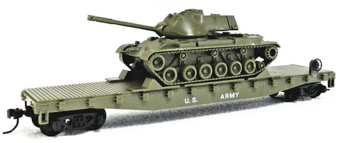 HO Scale Rock Island Hobby 32160 US Army Flat Car with M 60 Tank