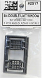 N Scale Tichy Train Group 2517 4/4 Double Hung Window pkg (6)