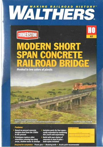 HO Walthers Cornerstone 933-4591 Modern Short-Span Concrete Railroad Bridge Kit