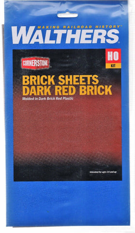 HO Scale Walthers Cornerstone 933-3523 Dark Red Brick Sheet