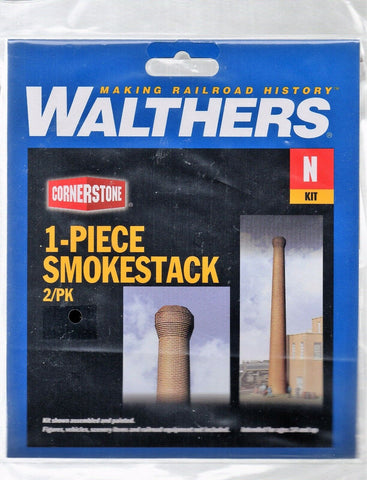 N Scale Walthers Cornerstone 933-3289 One-Piece Smokestack Kit