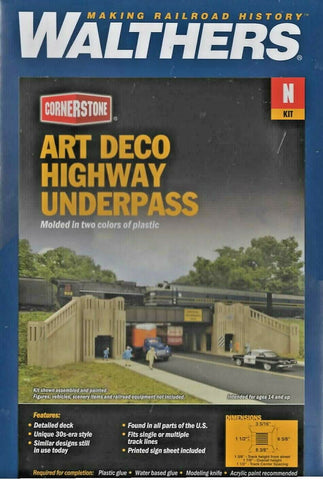 N Scale Walthers Cornerstone 933-3800 Art Deco Highway Underpass Kit