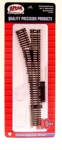 HO Scale Atlas 544 Code 83 22" Radius Manual Left-Hand Snap-Switch Turnout