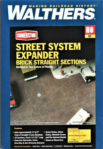 HO Scale Walthers Cornerstone 933-3156 Brick Street System Straight Sections