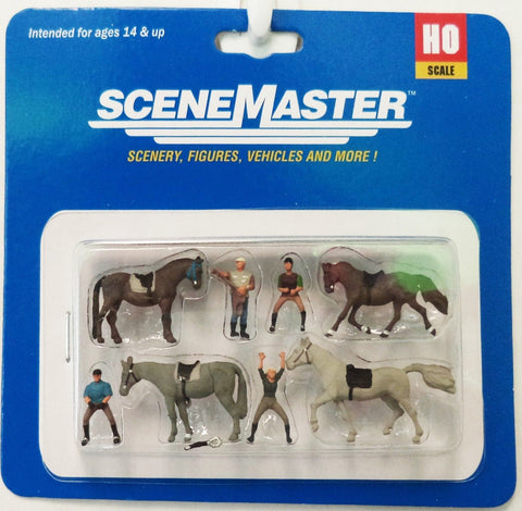 HO Scale Walthers SceneMaster 949-6027 Horses & Riders Figure Set (8) pcs