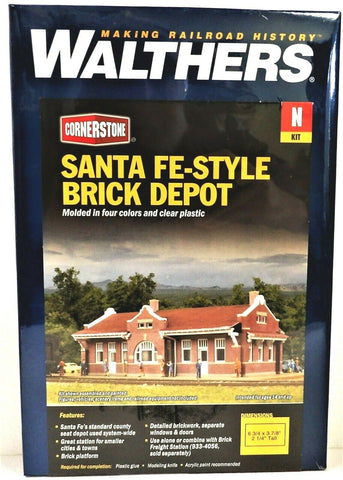 N Scale Walthers Cornerstone 933-3803 Santa Fe-Style Brick Depot Building Kit