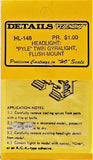 HO Scale Details West HL-148 Pyle Gyralight Twin Flush Mount Headlight pkg (2)
